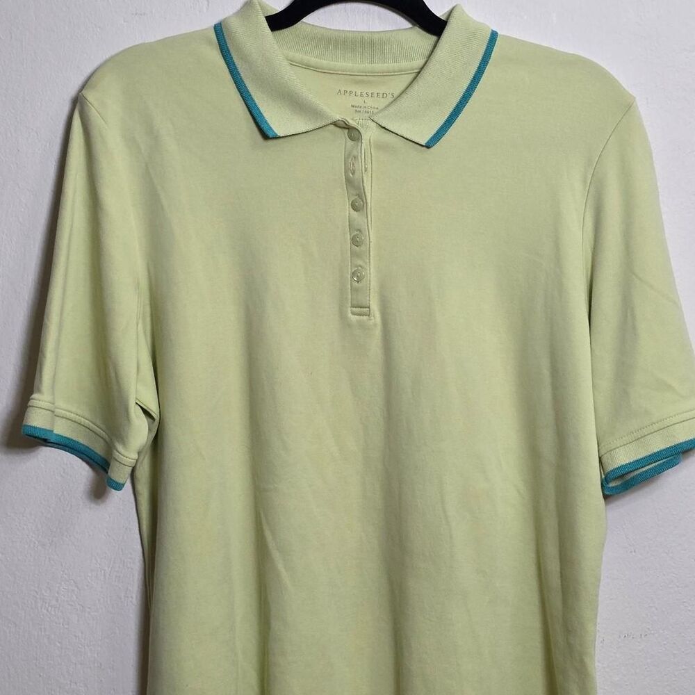 Appleseed-s Men's Green and Yellow Polo-shirts